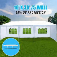 10' X 30' Wedding Party Canopy Tent Outdoor Gazebo With 5 Removable Sidewalls