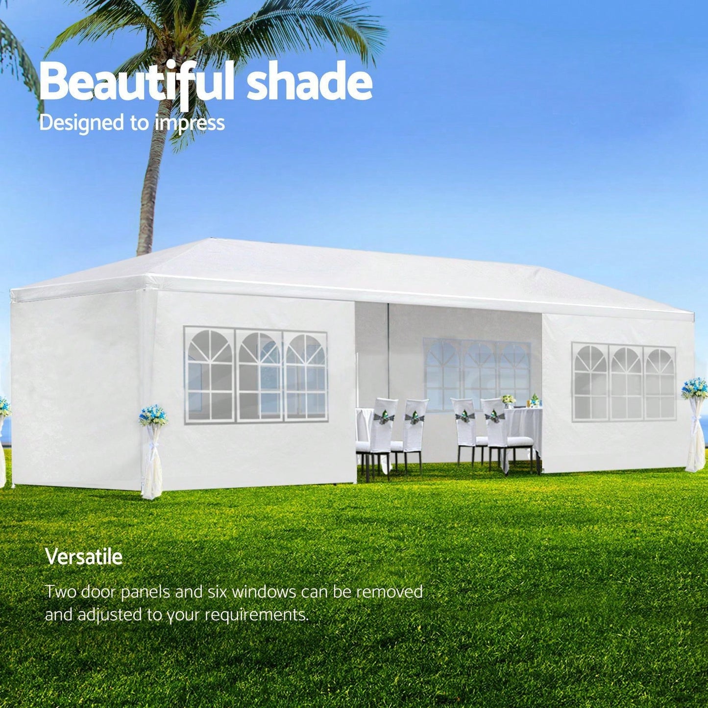 10' X 30' Wedding Party Canopy Tent Outdoor Gazebo With 8 Removable Sidewalls
