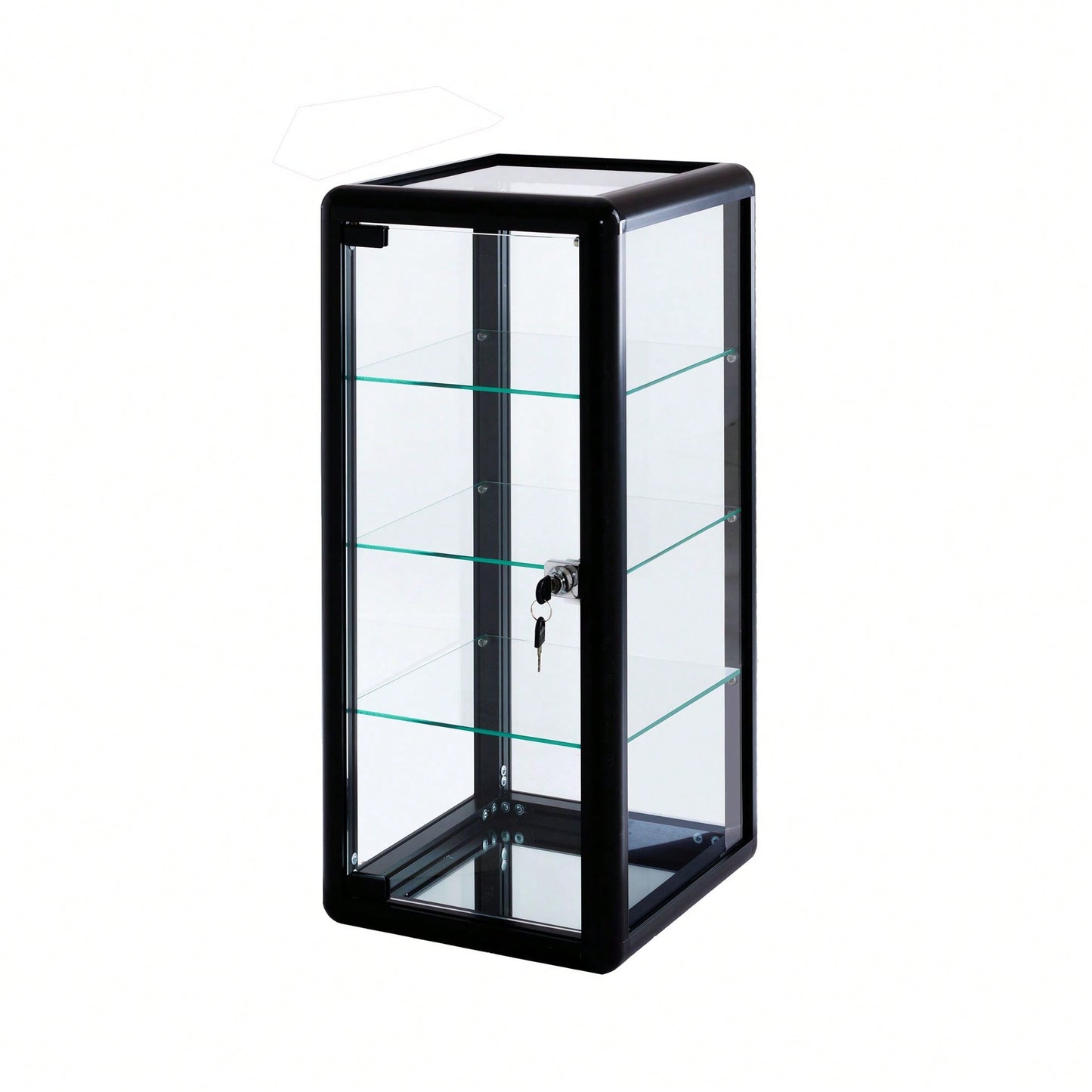 Tempered Glass Counter Top Display Showcase With Sliding Glass Door And Lock