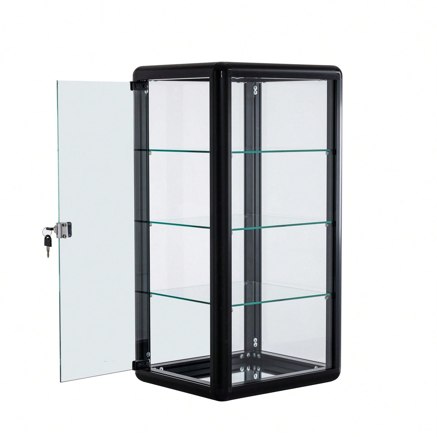 Tempered Glass Counter Top Display Showcase With Sliding Glass Door And Lock