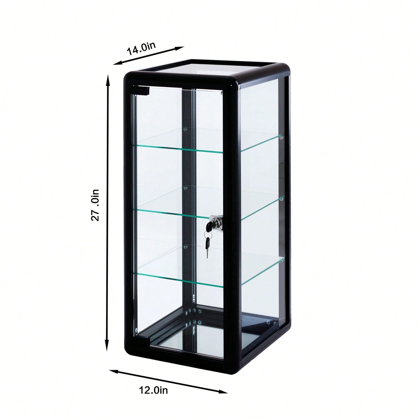 Tempered Glass Counter Top Display Showcase With Sliding Glass Door And Lock