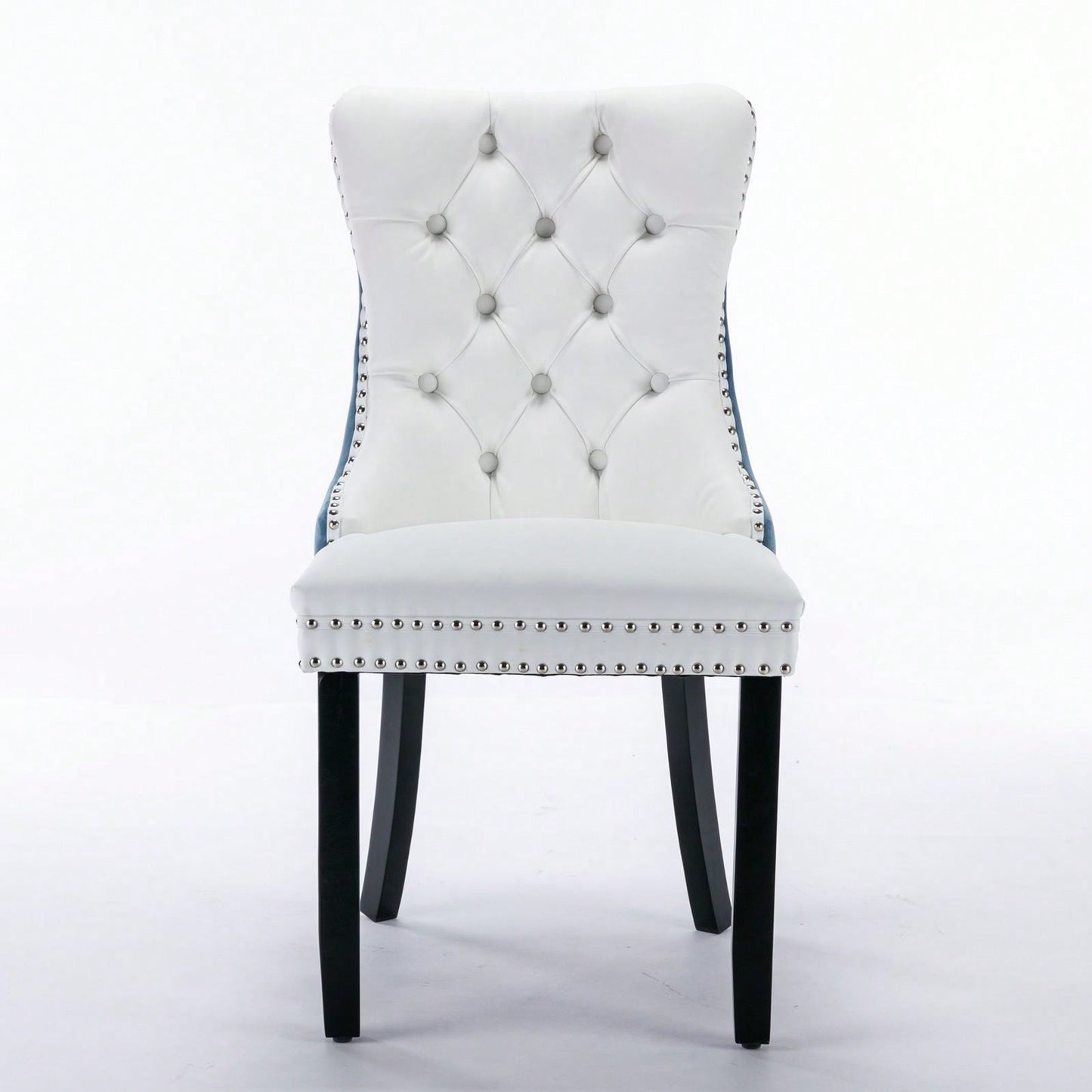Set Of 2, Modern, High-End Tufted Solid Wood Contemporary PU And Velvet Upholstered Dining Chair With Wood Legs Nailhead Trim