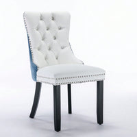Set Of 2, Modern, High-End Tufted Solid Wood Contemporary PU And Velvet Upholstered Dining Chair With Wood Legs Nailhead Trim