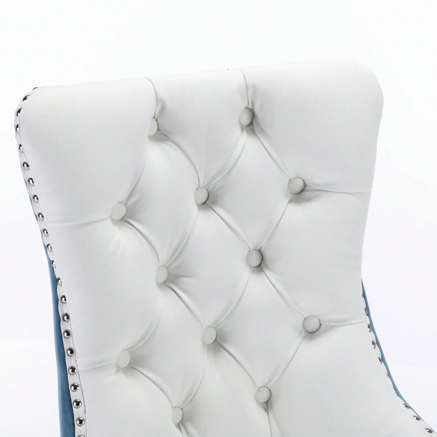 Set Of 2, Modern, High-End Tufted Solid Wood Contemporary PU And Velvet Upholstered Dining Chair With Wood Legs Nailhead Trim