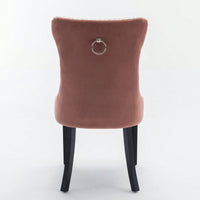 Set Of 2, Modern, High-End Tufted Solid Wood Contemporary PU And Velvet Upholstered Dining Chair With Wood Legs Nailhead Trim
