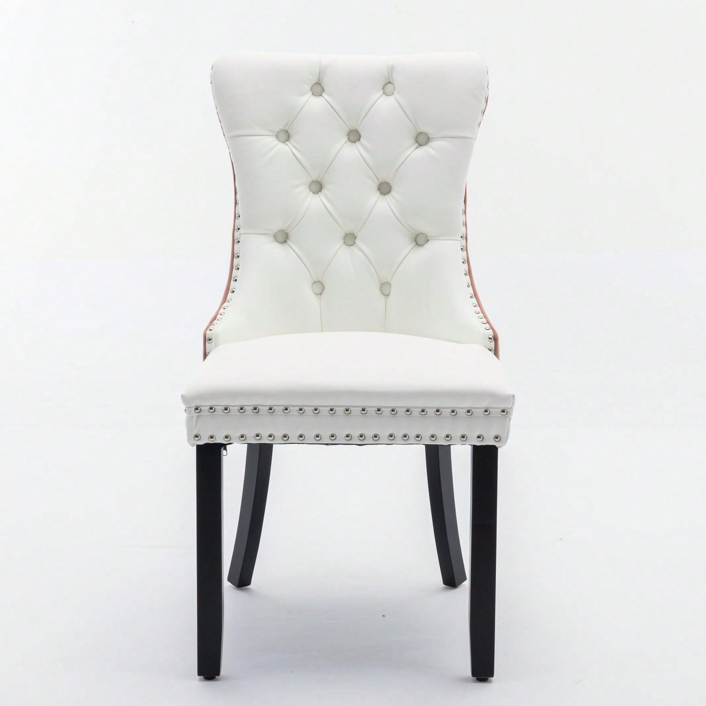 Set Of 2, Modern, High-End Tufted Solid Wood Contemporary PU And Velvet Upholstered Dining Chair With Wood Legs Nailhead Trim