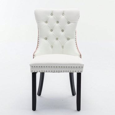 Set Of 2, Modern, High-End Tufted Solid Wood Contemporary PU And Velvet Upholstered Dining Chair With Wood Legs Nailhead Trim