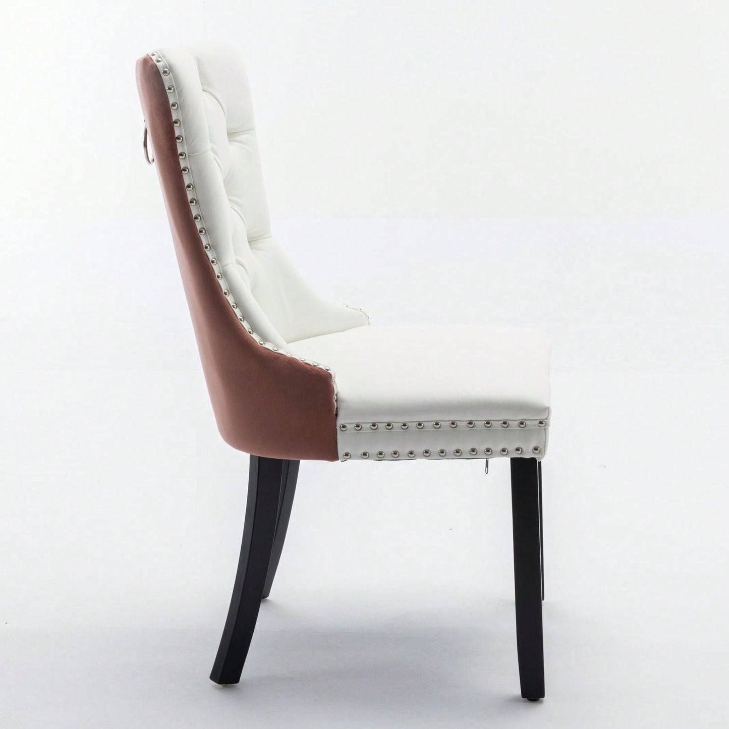 Set Of 2, Modern, High-End Tufted Solid Wood Contemporary PU And Velvet Upholstered Dining Chair With Wood Legs Nailhead Trim