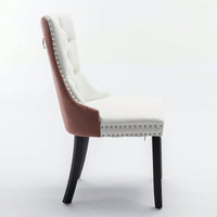 Set Of 2, Modern, High-End Tufted Solid Wood Contemporary PU And Velvet Upholstered Dining Chair With Wood Legs Nailhead Trim