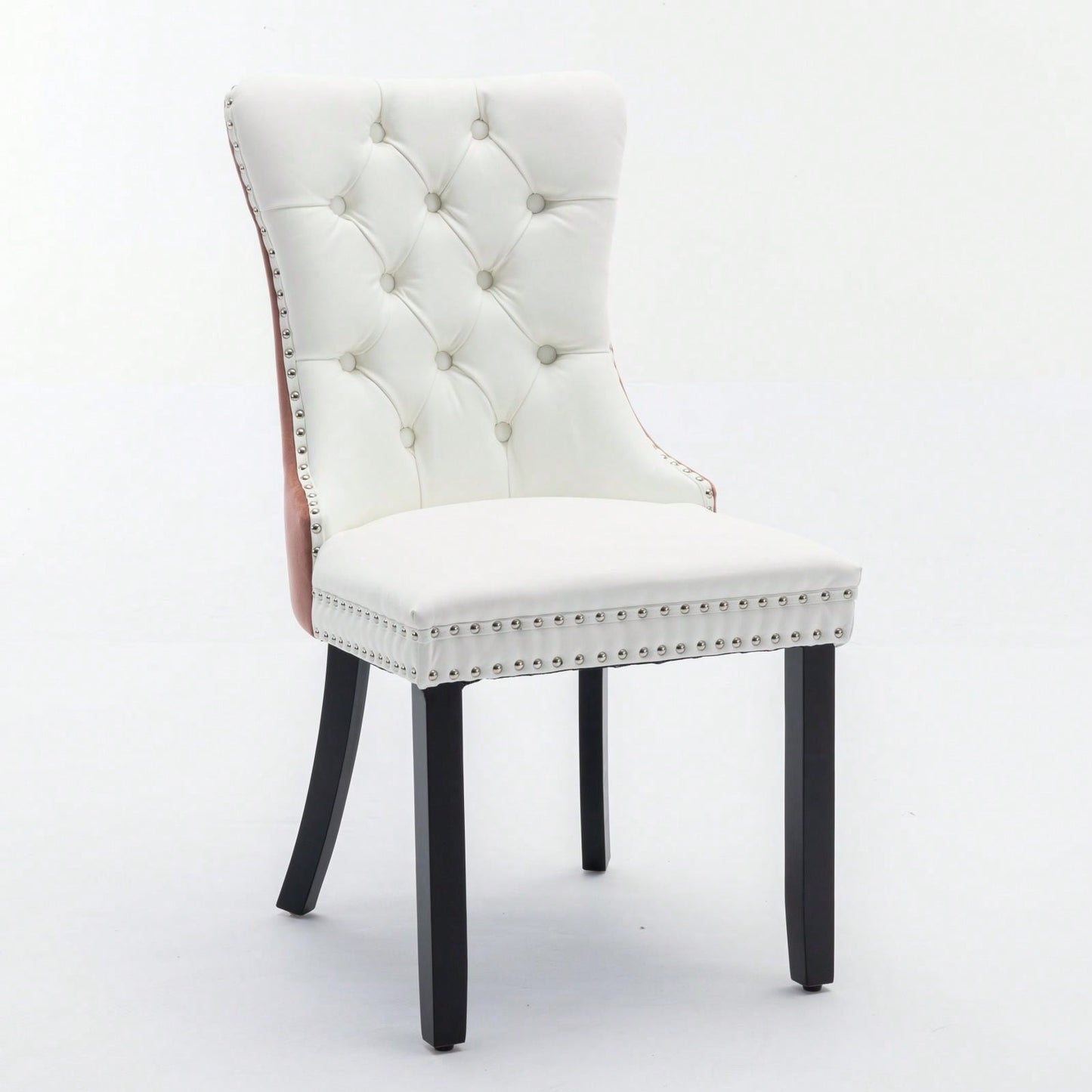 Set Of 2, Modern, High-End Tufted Solid Wood Contemporary PU And Velvet Upholstered Dining Chair With Wood Legs Nailhead Trim