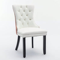 Set Of 2, Modern, High-End Tufted Solid Wood Contemporary PU And Velvet Upholstered Dining Chair With Wood Legs Nailhead Trim