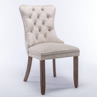 Set Of 2, Modern High-End Tufted Solid Wood Contemporary Velvet Upholstered Dining Chair With Wood Legs Nailhead Trim