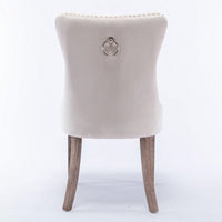 Set Of 2, Modern High-End Tufted Solid Wood Contemporary Velvet Upholstered Dining Chair With Wood Legs Nailhead Trim