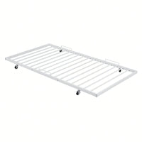 Curved Handle Design, Twin Size Trundle Bed, Durable Iron Construction, No Box Spring Needed