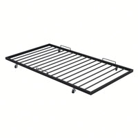 Curved Handle Design, Twin Size Trundle Bed, Durable Iron Construction, No Box Spring Needed
