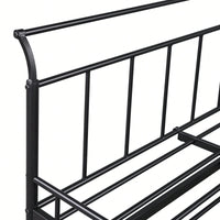 Curved Handle Design, Twin Size Trundle Bed, Durable Iron Construction, No Box Spring Needed