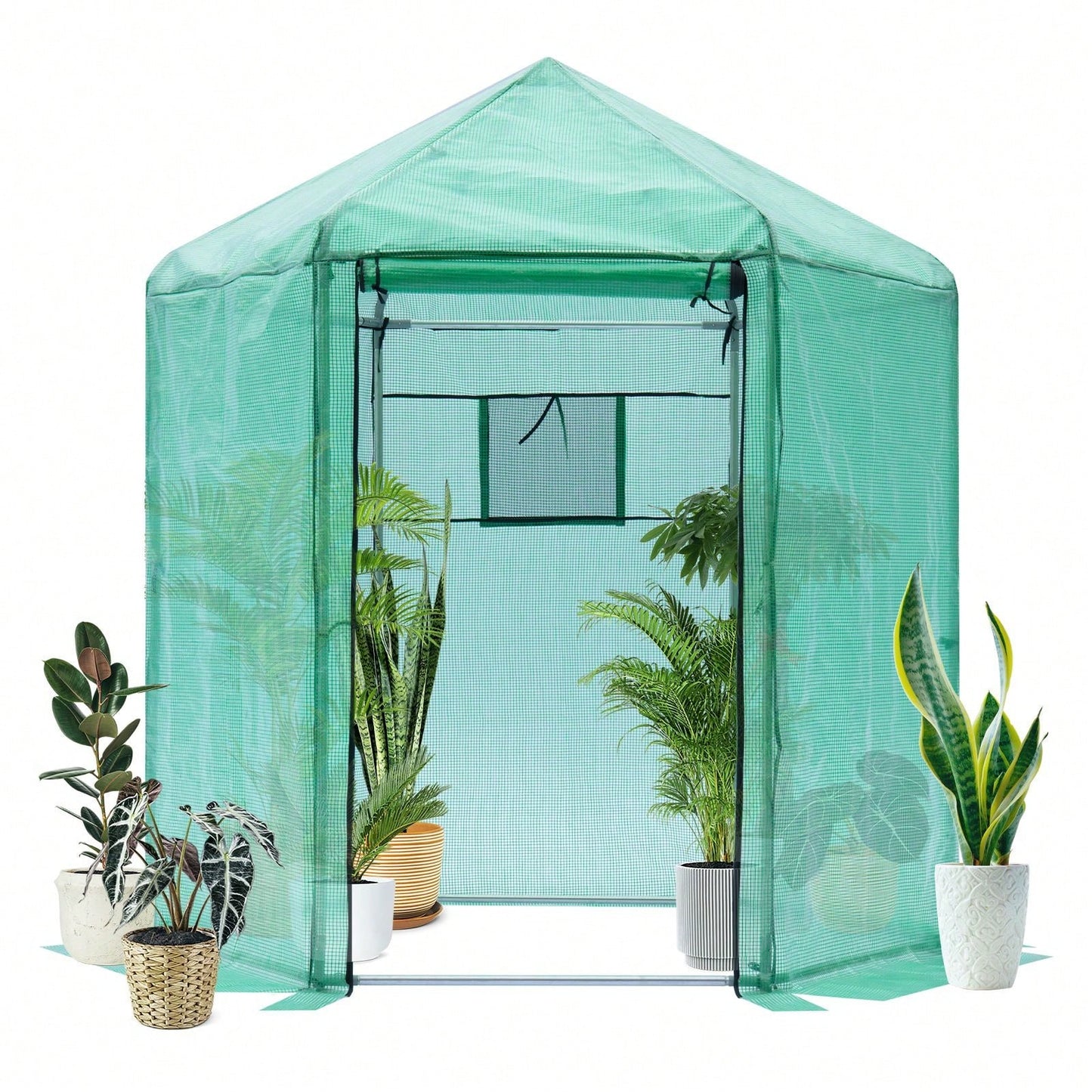 Quality Materials Upgraded Walk-In Greenhouse With PE Plaid Fabric And YKK Zippers