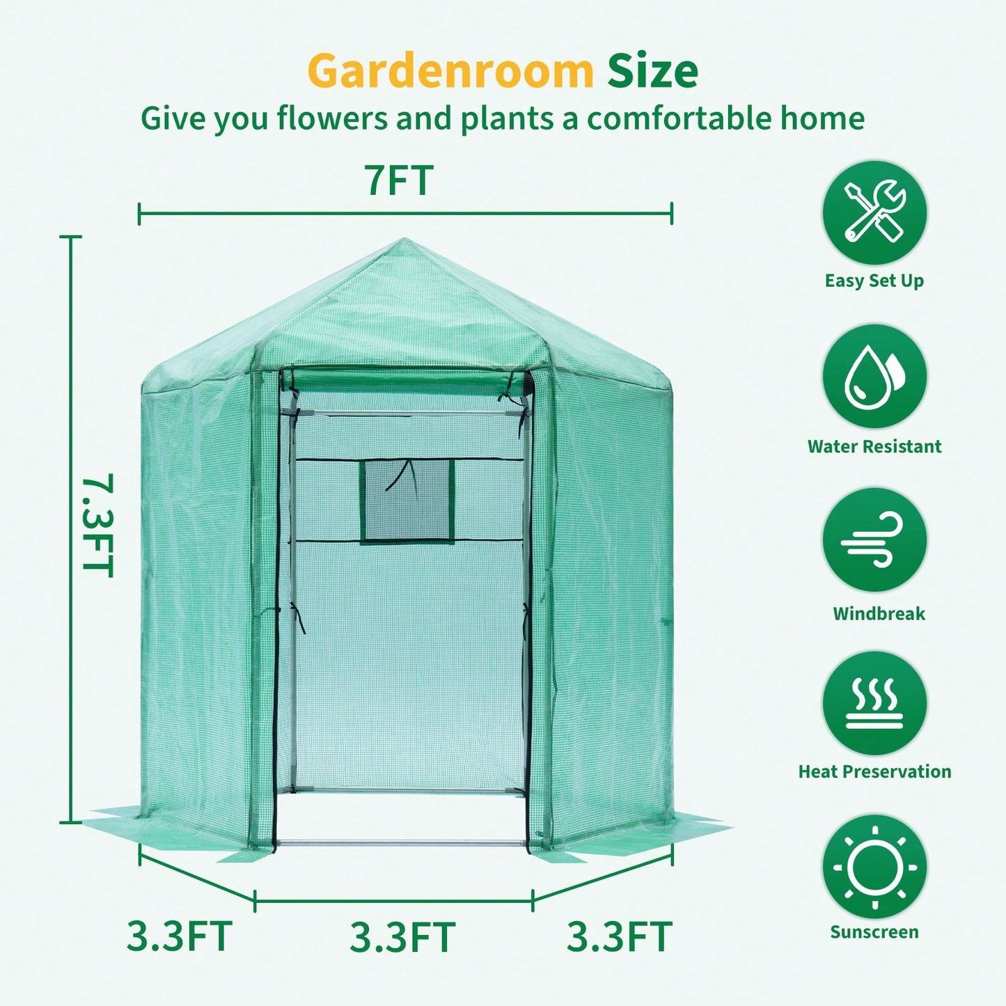 Quality Materials Upgraded Walk-In Greenhouse With PE Plaid Fabric And YKK Zippers
