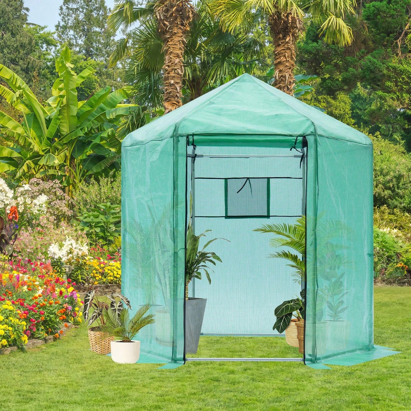 Quality Materials Upgraded Walk-In Greenhouse With PE Plaid Fabric And YKK Zippers