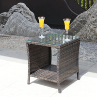 Outdoor Patio Furniture 1 Coffee Table With Clear Tempered Glass