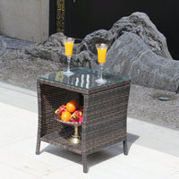 Outdoor Patio Furniture 1 Coffee Table With Clear Tempered Glass