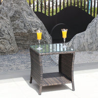 Outdoor Patio Furniture 1 Coffee Table With Clear Tempered Glass