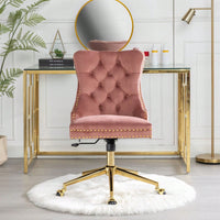 Premium Spring Cushioned Adjustable Desk Chair With Hand-Pulled Buttons And Golden Metal Base