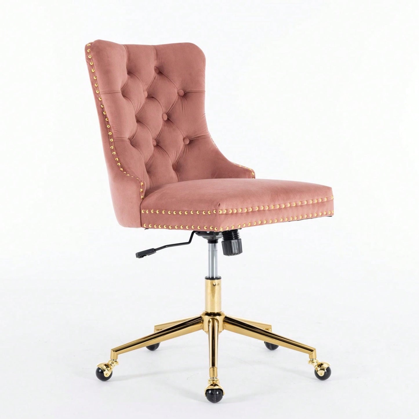 Premium Spring Cushioned Adjustable Desk Chair With Hand-Pulled Buttons And Golden Metal Base