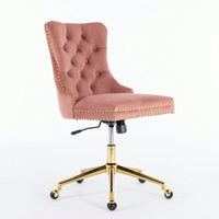 Premium Spring Cushioned Adjustable Desk Chair With Hand-Pulled Buttons And Golden Metal Base