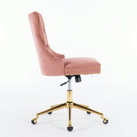 Premium Spring Cushioned Adjustable Desk Chair With Hand-Pulled Buttons And Golden Metal Base