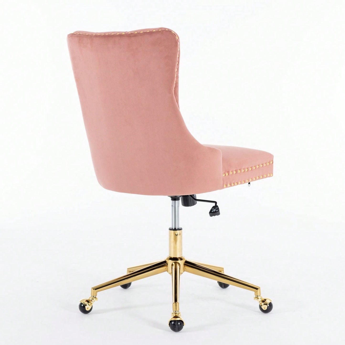 Premium Spring Cushioned Adjustable Desk Chair With Hand-Pulled Buttons And Golden Metal Base