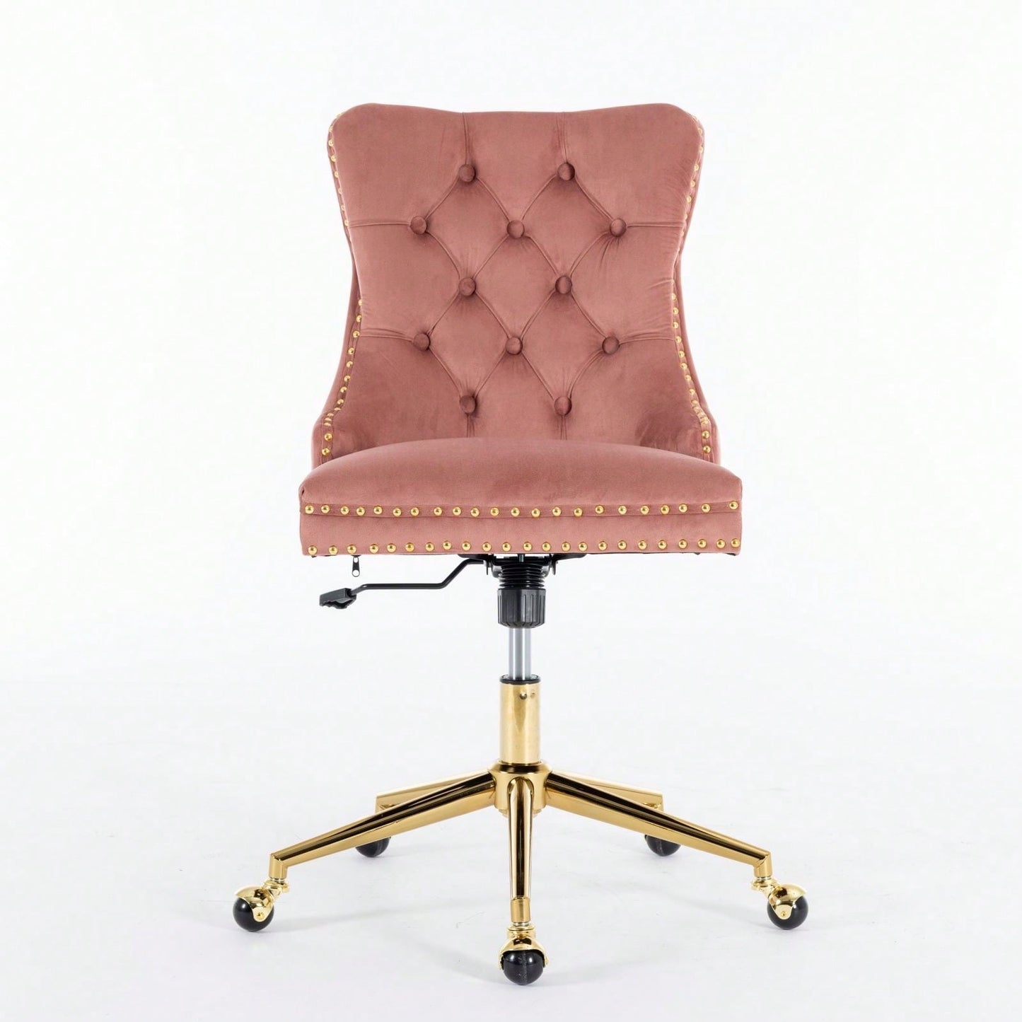 Premium Spring Cushioned Adjustable Desk Chair With Hand-Pulled Buttons And Golden Metal Base