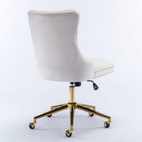 Premium Spring Cushioned Adjustable Desk Chair With Hand-Pulled Buttons And Golden Metal Base