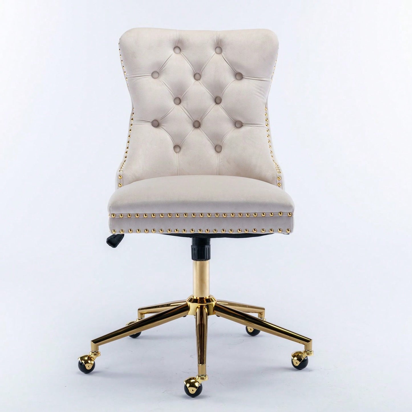 Premium Spring Cushioned Adjustable Desk Chair With Hand-Pulled Buttons And Golden Metal Base