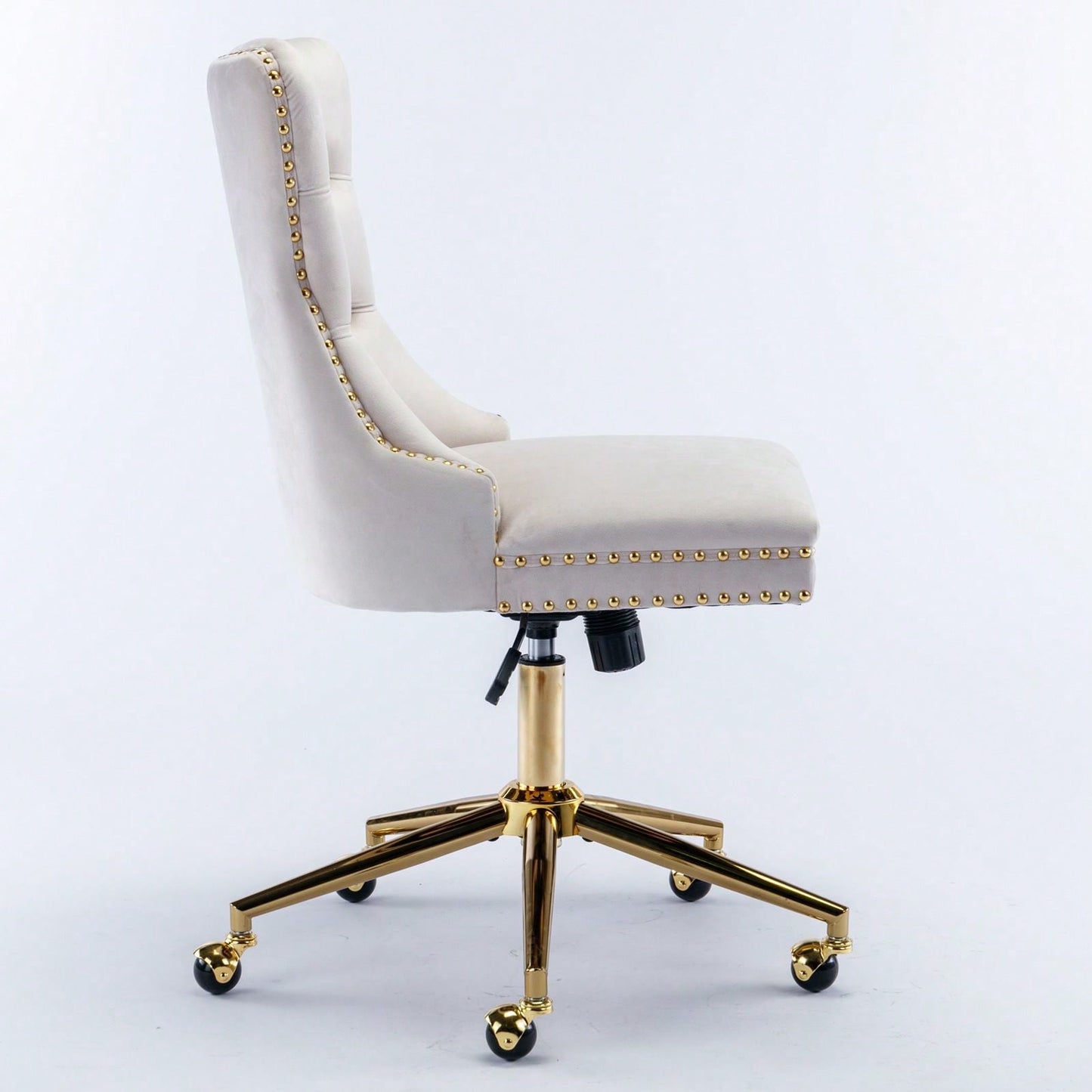 Premium Spring Cushioned Adjustable Desk Chair With Hand-Pulled Buttons And Golden Metal Base