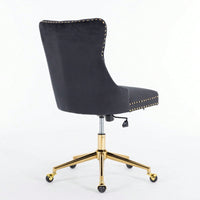 Premium Spring Cushioned Adjustable Desk Chair With Hand-Pulled Buttons And Golden Metal Base