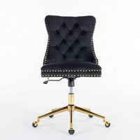 Premium Spring Cushioned Adjustable Desk Chair With Hand-Pulled Buttons And Golden Metal Base