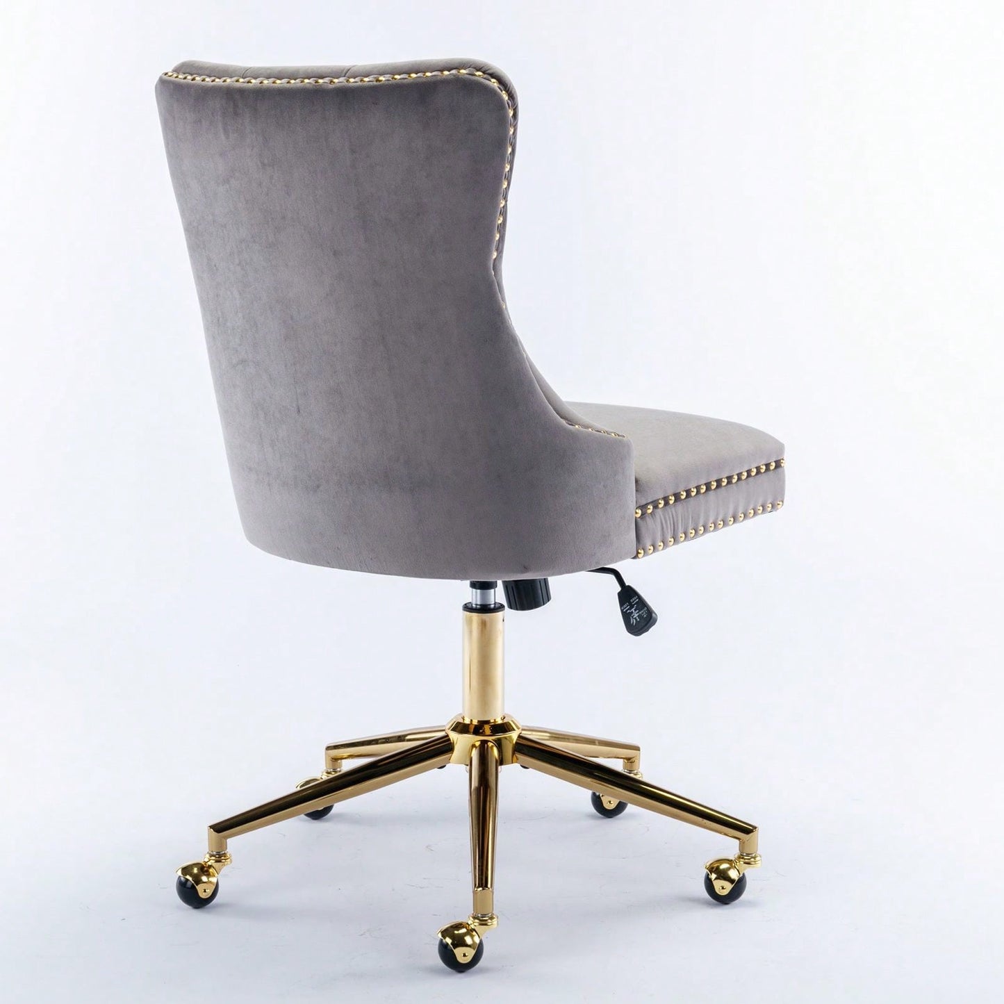 Premium Spring Cushioned Adjustable Desk Chair With Hand-Pulled Buttons And Golden Metal Base