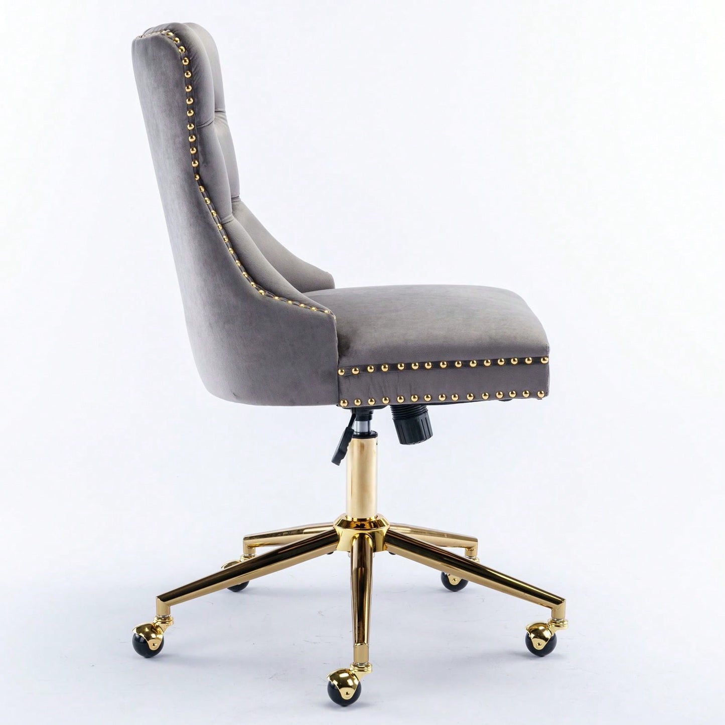 Premium Spring Cushioned Adjustable Desk Chair With Hand-Pulled Buttons And Golden Metal Base