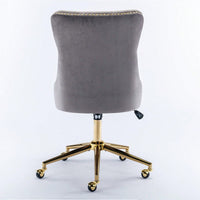 Premium Spring Cushioned Adjustable Desk Chair With Hand-Pulled Buttons And Golden Metal Base