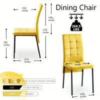 Set Of 2, High Back Nordic Dining Chair Modern Fabric Chair With Black Legs