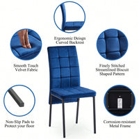 Set Of 2, High Back Nordic Dining Chair Modern Fabric Chair With Black Legs