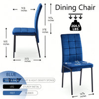 Set Of 2, High Back Nordic Dining Chair Modern Fabric Chair With Black Legs
