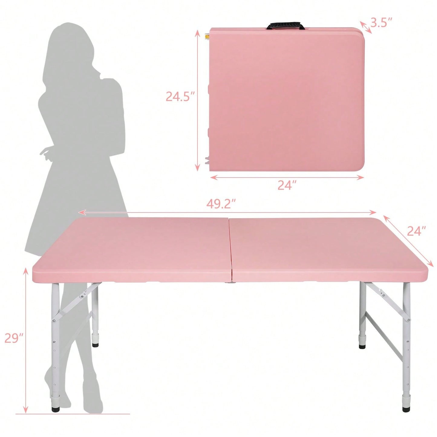 4ft  Portable Folding Table Indoor&Outdoor Maximum Weight 135KG Foldable Table For Camping