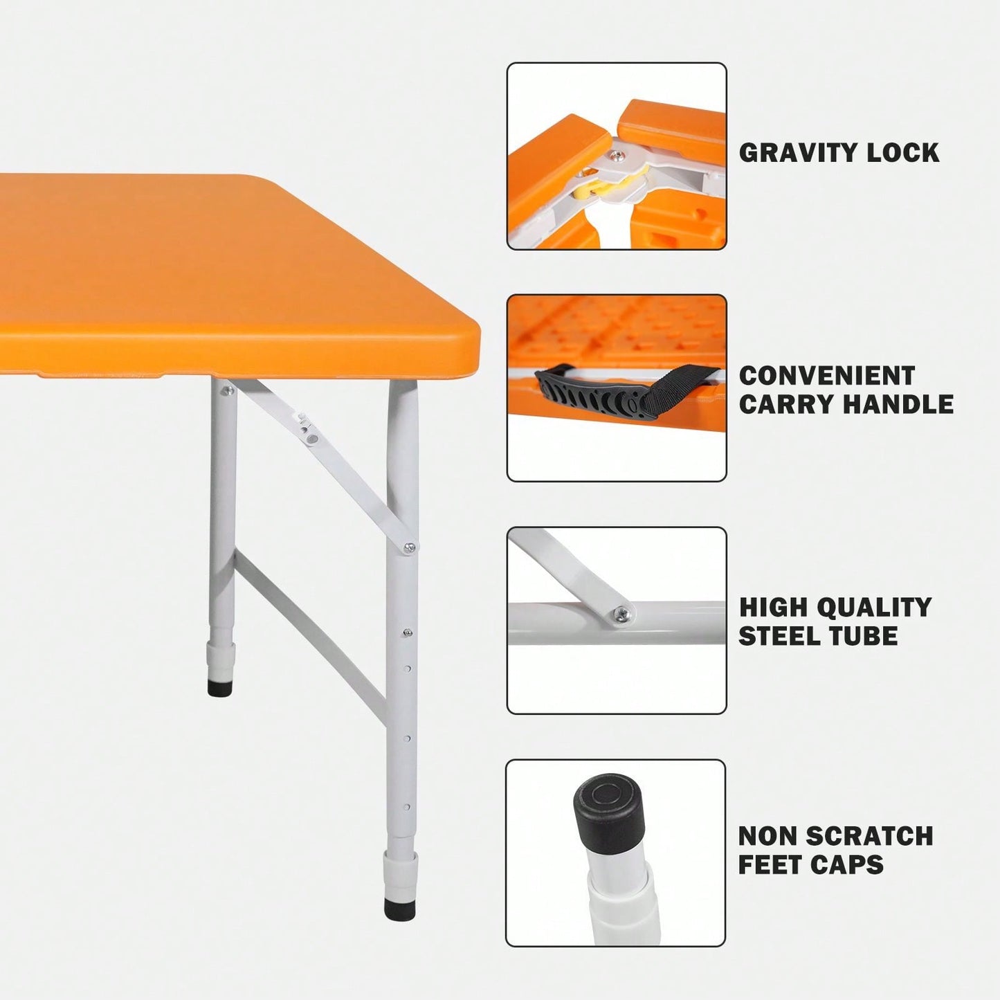 4ft  Portable Folding Table Indoor&Outdoor Maximum Weight 135KG Foldable Table For Camping