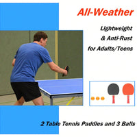 Mid-Size Table Tennis Table, Foldable & Portable Ping Pong Table Set For Indoor & Outdoor Games With Net, 2 Table Tennis Paddles And 3 Balls