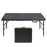 4ft Portable Folding Table Indoor&Outdoor, Maximum Weight 135KG, Foldable Table For Camping Black