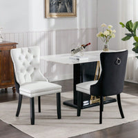 Set Of 2, Modern, High-End Tufted Solid Wood Contemporary PU And Velvet Upholstered Dining Chair With Wood Legs Nailhead Trim