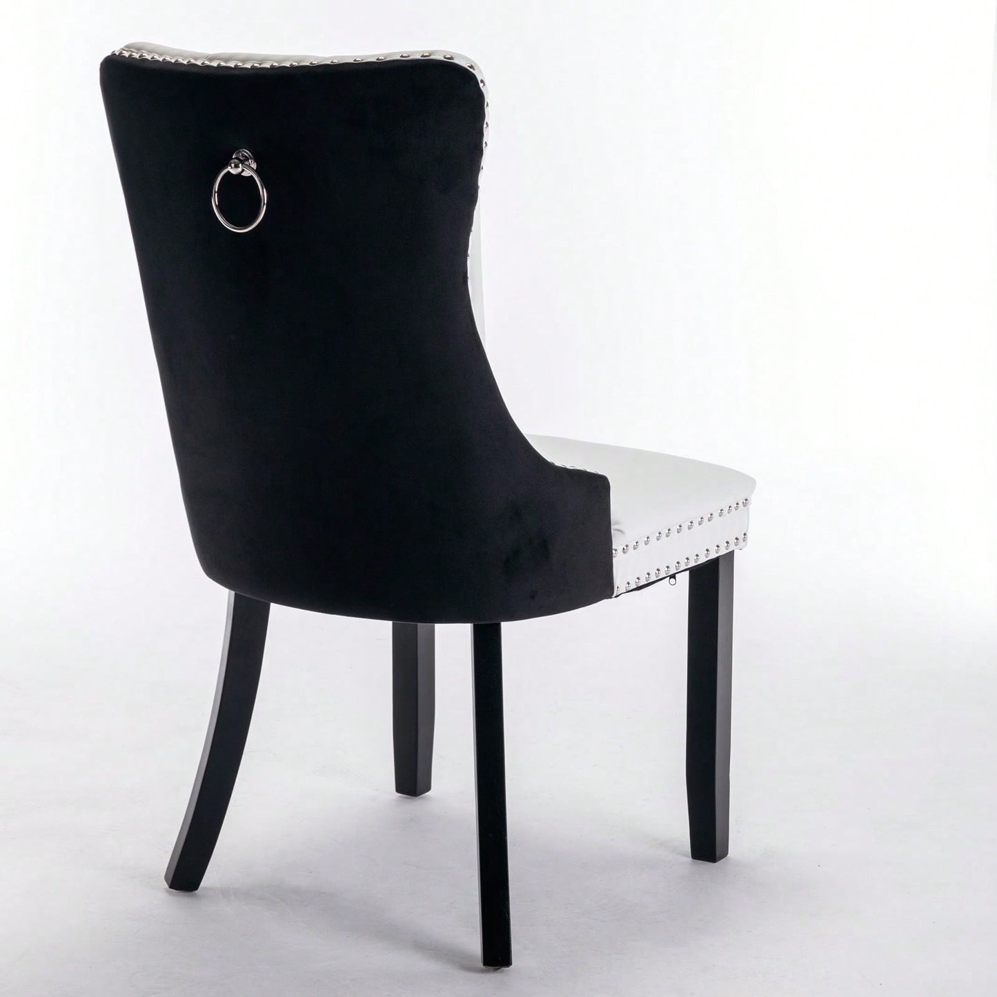 Set Of 2, Modern, High-End Tufted Solid Wood Contemporary PU And Velvet Upholstered Dining Chair With Wood Legs Nailhead Trim