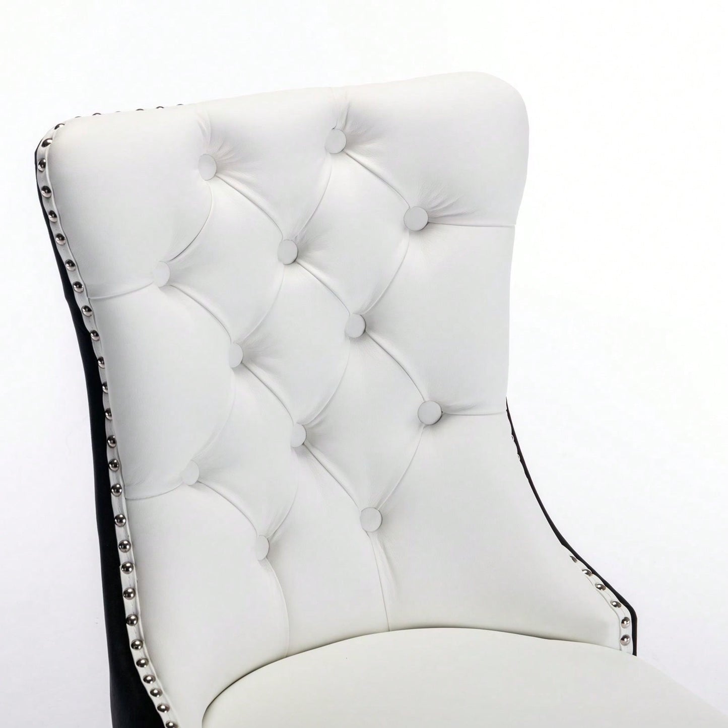 Set Of 2, Modern, High-End Tufted Solid Wood Contemporary PU And Velvet Upholstered Dining Chair With Wood Legs Nailhead Trim